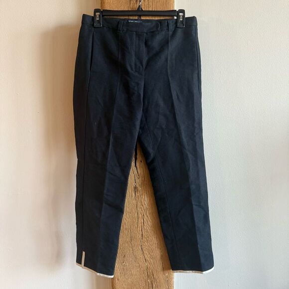‘S MaxMara Linen/Cotton Blend Straight Leg Pants - Black Sz 6 - Picture 1 of 8